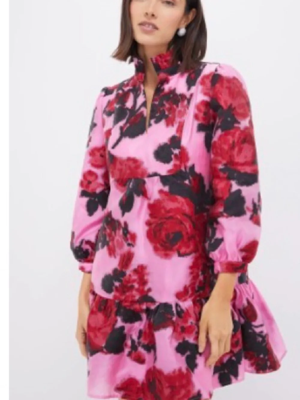 Tuckernuck Palmerston Pink Floral Dress with Red and Black Accents - Picture 3 of 4
